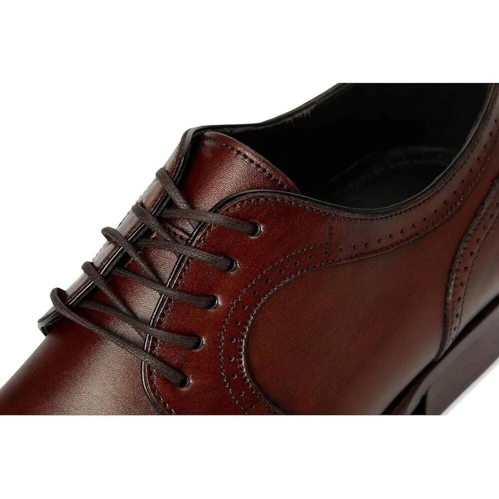 Johnston & Murphy Cormac Oxford Mens 11 Brown Leather Cap Toe Dress Shoes VER401